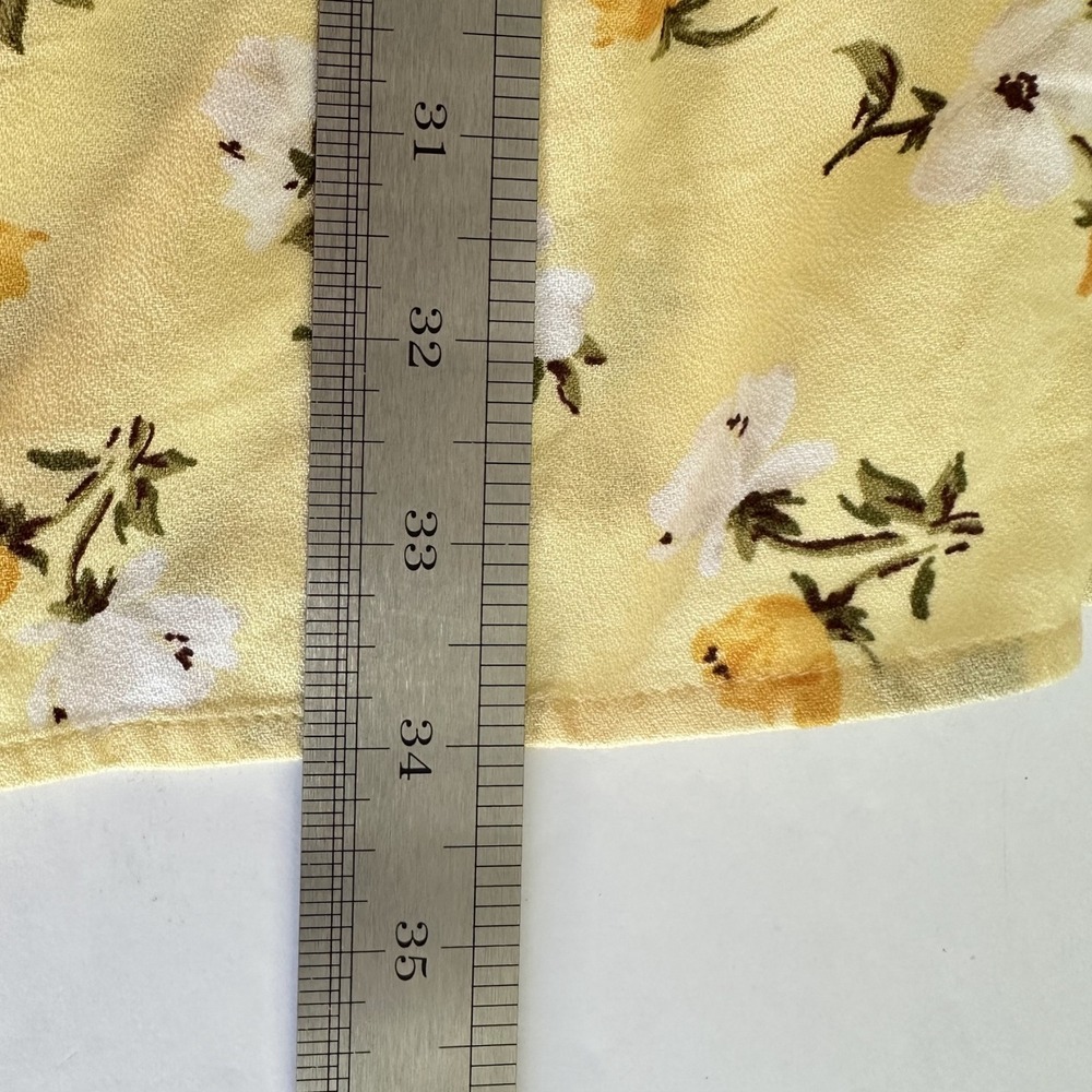 Old Navy Babydoll Fit Flare Mini Dress L Yellow Floral Smocked Fairy Cottage - Picture 8 of 8